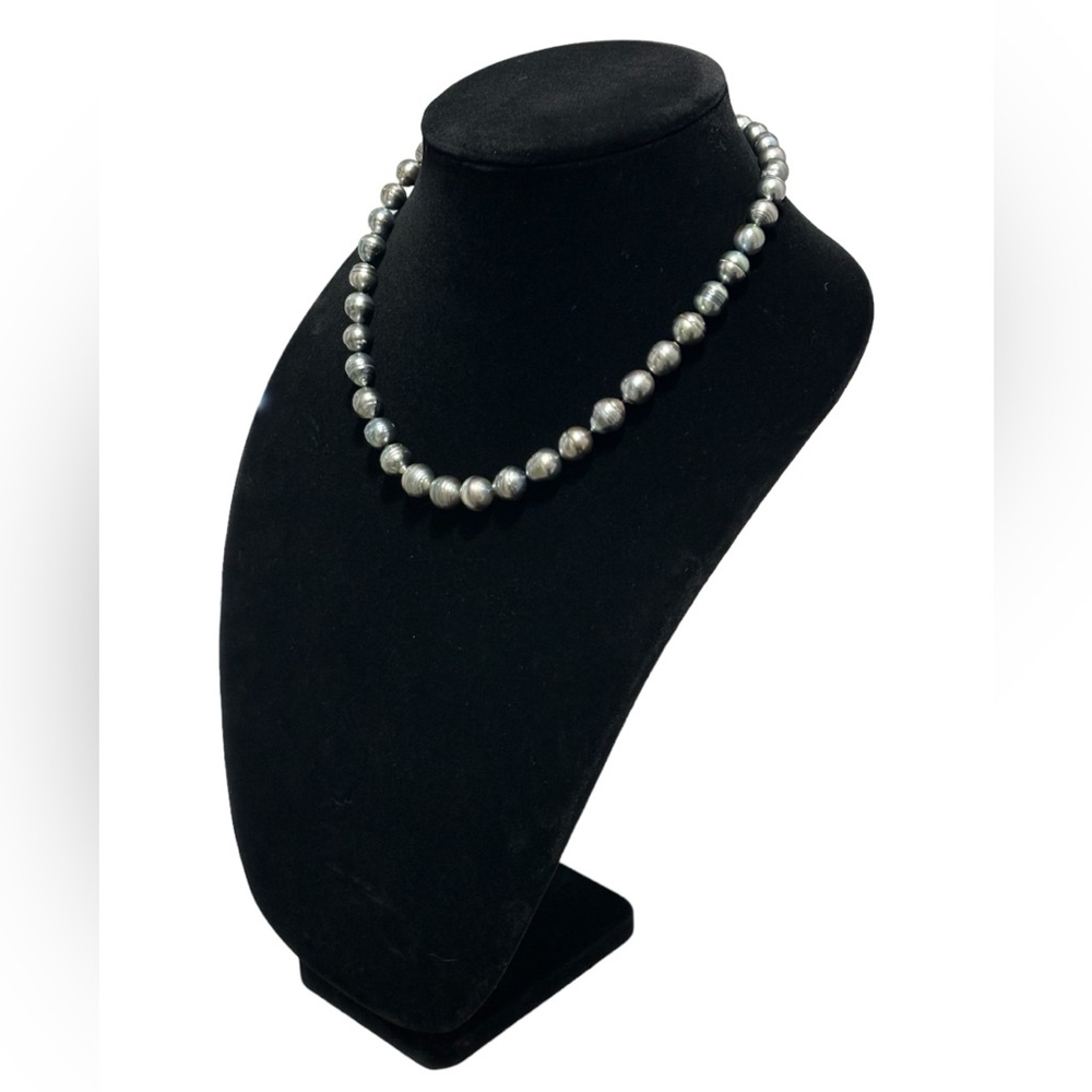 Tahitian Pearl Necklace 18” 14k White Gold Clasp Grey/Black 8-10mm NEW IN BOX - Picture 4 of 12